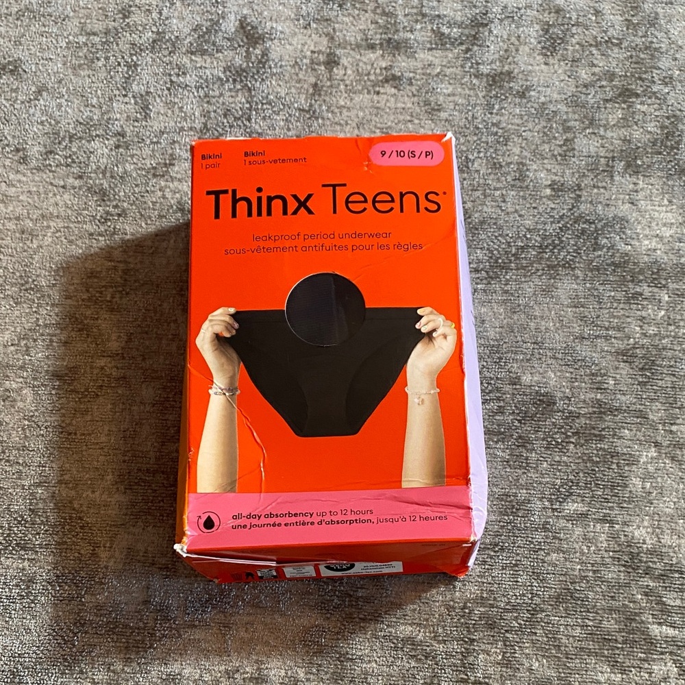 Thinx Teens Leakproof bikini Underwear in Black size Small 9/10 {1231}